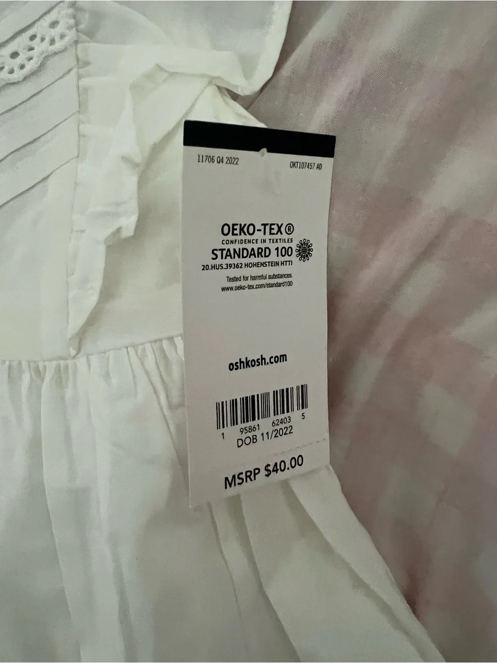 NWT Baby B’gosh White Eyelet Ruffle Dress Girls